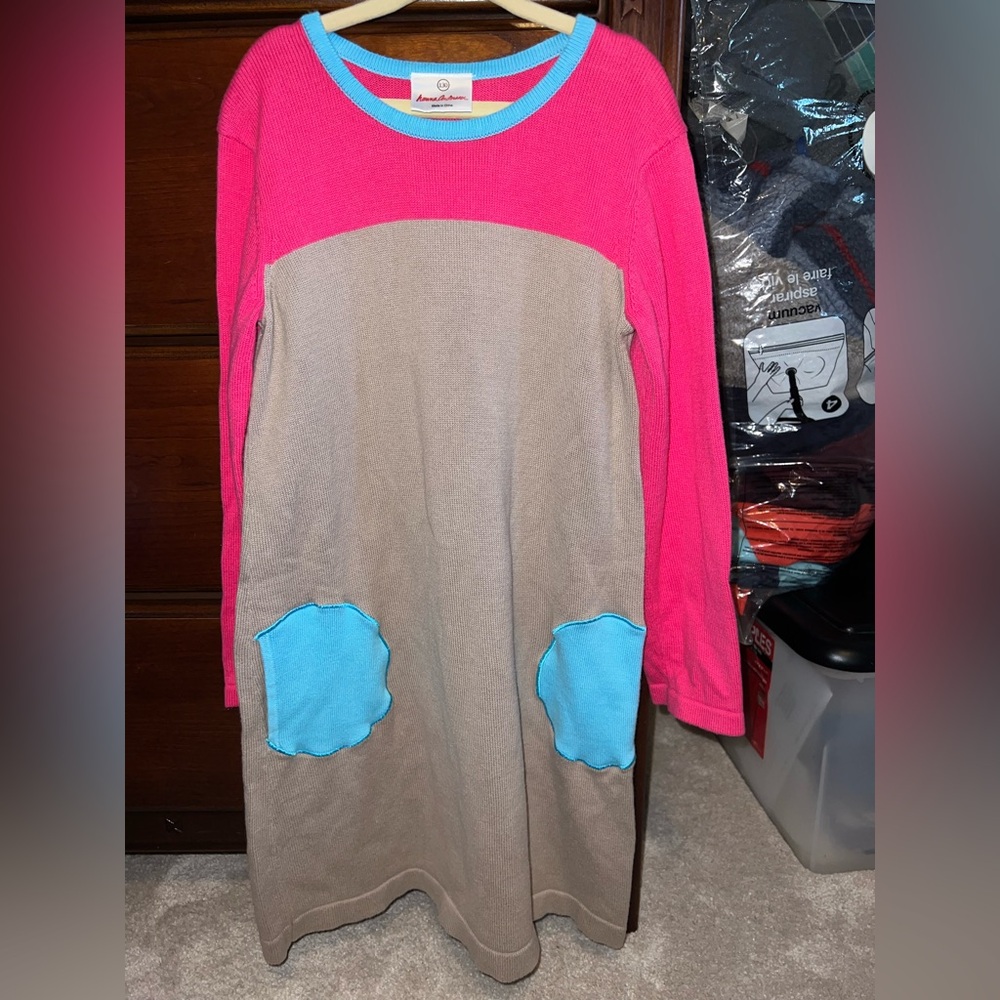 Hanna Andersson Pink and Blue Sweater dress